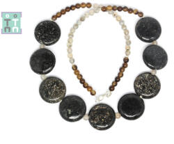  Colier din Astrofilit Disc 20x5 mm - Agata Sardonix 4x4 mm - Accesorii Argint 925 - concepttropic - 201,00 RON