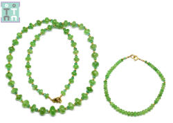  Colier din Granat Verde Rotund Fatetat 4x4 mm - Accesorii de Argint 925 - 1 Buc