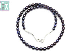  Colier din Perle de Cultura Neagra Butoias 6-7 x 5-6 mm - Accesorii Argint 925