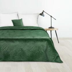 Eurofirany Luiz4 bársony ágytakaró pálmalevél mintával Sötétzöld 170x210 cm