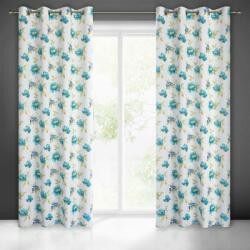 EUROFIRANY Alma rózsa virág mintás dekor függöny Fehér/kék 140x250 cm
