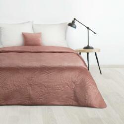 Eurofirany Luiz4 bársony ágytakaró pálmalevél mintával Rózsaszín 220x240 cm