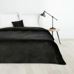 Eurofirany Luiz4 bársony ágytakaró pálmalevél mintával Fekete 170x210 cm