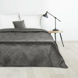 Eurofirany Luiz4 bársony ágytakaró pálmalevél mintával Grafit 170x210 cm