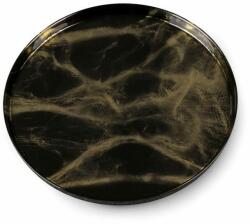 Eurofirany Ada dekoratív üveg tál Fekete/arany 28x2 cm