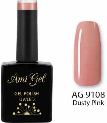 Ami Gel Gel de Baza Colorat - Nude 2 Ways Base Gel Polish Dusty Pink AG9108 14ml - Ami Gel
