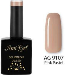 Ami Gel Gel de Baza Colorat - Nude 2 Ways Base Gel Polish Pink Pastel AG9107 14ml - Ami Gel
