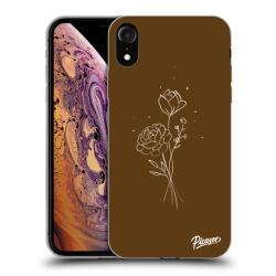 Picasee Husă transparentă din silicon pentru Apple iPhone XR - Brown flowers