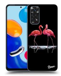 Picasee Husă neagră din silicon pentru Xiaomi Redmi Note 11S 4G - Flamingos couple