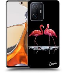 Picasee Husă neagră din silicon pentru Xiaomi 11T Pro - Flamingos couple