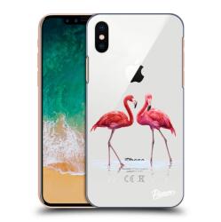 Picasee Husă transparentă din silicon pentru Apple iPhone X/XS - Flamingos couple