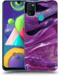 Picasee Husă neagră din silicon pentru Samsung Galaxy M21 M215F - Purple glitter