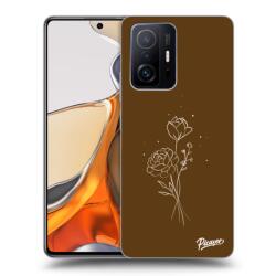 Picasee Husă neagră din silicon pentru Xiaomi 11T Pro - Brown flowers
