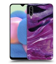 Picasee Husă transparentă din silicon pentru Samsung Galaxy A30s A307F - Purple glitter