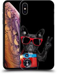 Picasee Husă neagră din silicon pentru Apple iPhone XS Max - French Bulldog