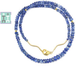  Colier din Kyanit Albastru Disc Fatetat 2-3 x 3-6 mm - Accesorii Gold Filled - Argint 925
