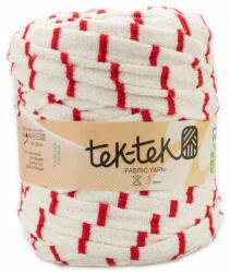 Tek-Tek pamut pólófonal, nagy gombolyag, fehér-piros csíkos frottír, Tek-149