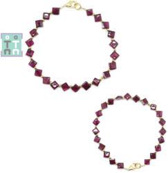  Bratara Granat Diametru 52 mm - Patrat Fatetat - 4x4 mm - Accesorii Gold Filled - 1 Buc