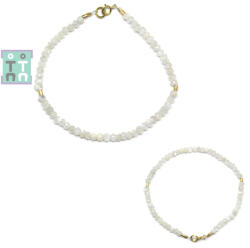  Bratara Piatra Lunii Alba Diametru 56 mm - Disc Fatetat 2-3 x 3-4 mm - Accesorii Gold Filled - 1 Buc