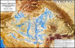 Stiefel A Kárpát medence vízborította és árvízjárta területeinek fémléces térképe