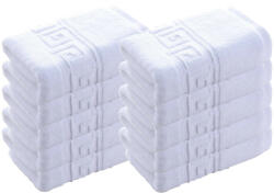Ralex Pucioasa Pachet 10 prosoape baie de fata 50x90 cm Bumbac 100% Greek Border 450 grame/mp, Alb Prosop