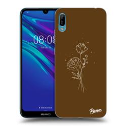 Picasee Fekete szilikon tok az alábbi mobiltelefonokra Huawei Y6 2019 - Brown flowers