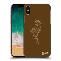 Picasee Átlátszó szilikon tok az alábbi mobiltelefonokra Apple iPhone X/XS - Brown flowers