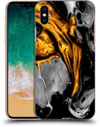 Picasee Átlátszó szilikon tok az alábbi mobiltelefonokra Apple iPhone X/XS - Black Gold