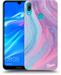Picasee Átlátszó szilikon tok az alábbi mobiltelefonokra Huawei Y7 2019 - Pink liquid