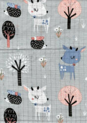  Mintás textil pelenka 1db-os - őzike és süni szürke - babyshopkaposvar