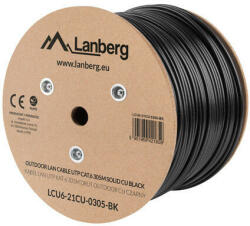 Lanberg LCU6-21CU-0305-BK networking cable Black 305 m Cat6 U/UTP (UTP) (LCU6-21CU-0305-BK) - vexio
