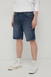 Superdry pantaloni scurti jeans barbati, culoarea albastru marin PPYY-SZM0RI_59J