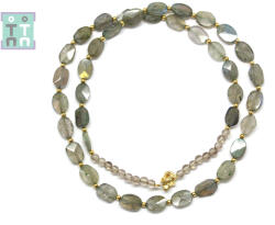  Colier din Labradorit Oval Fatetat - 7-9 x 6 mm - Accesorii Gold Filled - 1 Buc