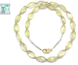  Colier din Cuart Lemon Oval Fatetat - 9-13 x 6-7 mm - Accesorii Gold Filled - 1 Buc
