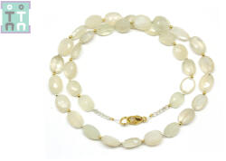  Colier din Piatrat Lunii Alba Oval Fatetat - 9-11 x 7-8 mm - Accesorii Gold Filled - 1 Buc