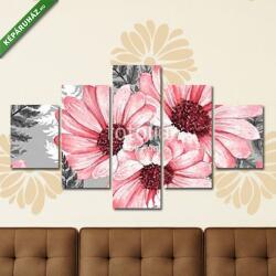 Többrészes Vászonkép, Premium Kollekció: Floral seamless pattern 14. Watercolor flowers. Chrysanthemum(135x70 cm, S01)