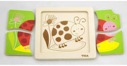 Viga Toys Puzzle din lemn din 4 piese mari, buburuza, viga (50140) - bekid