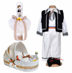 Set traditional trusou botez landou Baieti cu lumanare si costum national Denikos® 1041 NIK5538 (NIK5538)