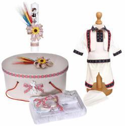  Pachet national trusou botez cu lumanare si cutie trusou Denikos C9094 cu costum traditional Baiat - NIK5467 (NIK5467)