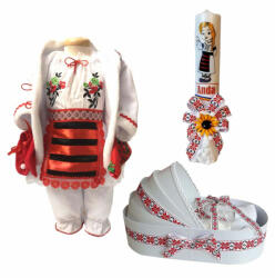  Pachet costum popular rochita traditionala fete cu trusou si lumanare personalizata si decor national Denikos® C9020 NIK5458 (NIK5458)