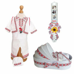 Set costumas popular Baieti si trusou botez cu lumanare personalizata in decor traditional Denikos® C9005 NIK5443 (NIK5443)