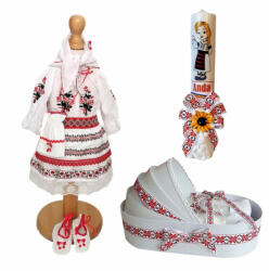Set costumas rochita populara Fata cu trusou si lumanare personalizata in decor traditional Denikos® C9014 NIK5452 (NIK5452)