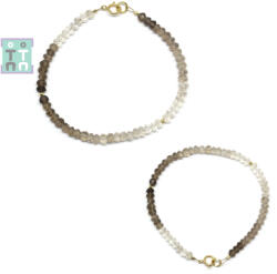  Bratara Cuart Fumuriu Diametru 54 mm - Disc Fatetat 2-3 x 4-5 mm - Accesorii Gold Filled - 1 Buc