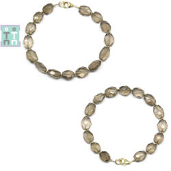  Bratara Cuart Fumuriu Diametru 54 mm - Oval Fatetat 6-9 x 5-8 mm - Accesorii Gold Filled - 1 Buc