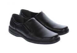 Rusay Pantofi barbati cu elastic, casual, din piele naturala, comozi, negri, DINOESIMN (DINOESIMN)