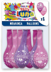 Luna Rózsaszín tiarás parti lufi szett 8db-os (000088935) - jatekshop