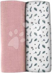 Beaba Scutece textile din bumbac muselină Bolte 2 Swadlles 120 cm Beaba Old Pink/Floral, set de 2 bucăți, de la 0 luni (BE920390)