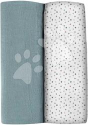 BÉABA Scutece textile din bumbac de muselină Bolte 2 Swadlles 120 cm Beaba Baltic Blue/Points set 2 bucăți de la 0 luni (BE920392)