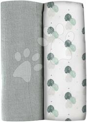 BÉABA Textil pelenkák pamut muszlinból Bolte 2 Swadlles 120 cm Beaba Mirage Grey/Jungle 2 darab 0 hó-tól (BE920387)