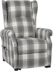 vidaXL Fotoliu masaj rabatabil cu ridicare, alb/gri, material textil (329480)